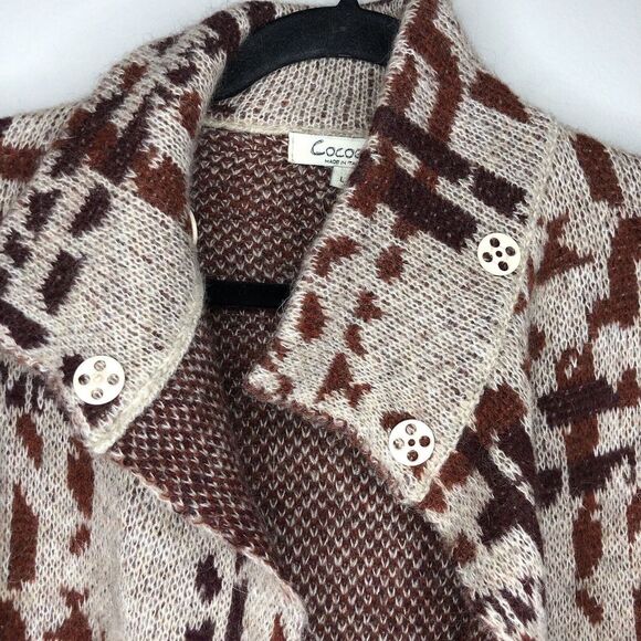 Cocogio‎ Women's Large Multicolor Mohair Wool Blend Open Front Cardigan Sweater - Picture 4 of 8